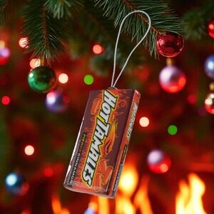 Hot Tamales Candy Ornament Shatterproof Decoupage Christmas Fierce Cinnamon